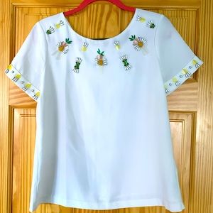 BR Beaded Pineapple Bedazzled Shirt